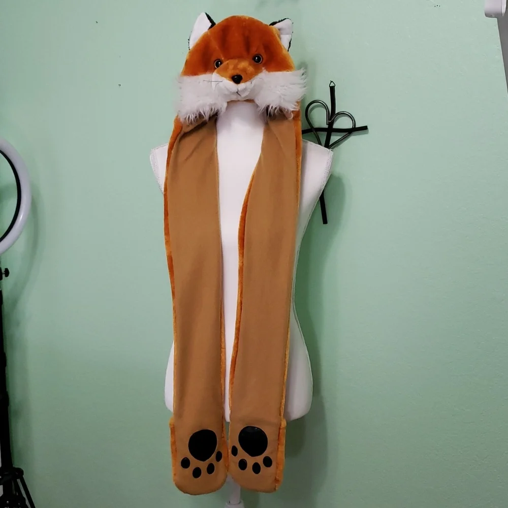 FOX head, ears, hands warm beanie